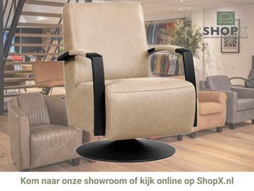 Leren draaifauteuil Mood - Vintage Taupe (taupe/bruin) -, Nieuw, Ophalen of Verzenden, 50 tot 75 cm, Industrieel, Modern