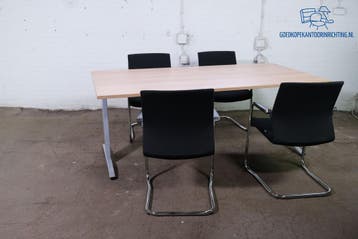 Handmatig verstelbare vergadertafel Havanna 200x100 cm grijs, Verzenden, Gebruikt