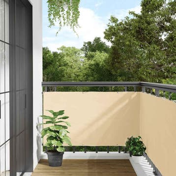 vidaXL Balkonscherm 400x120 cm PVC crèmekleurig, Verzenden, Nieuw, Kunststof, Minder dan 1 meter