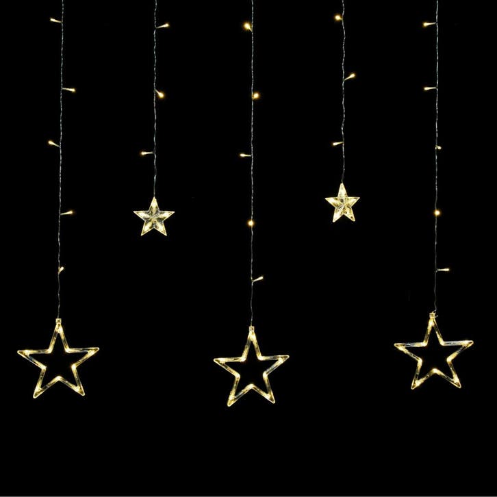 LED Sterrengordijn kerst - 12 sterren - warm wit - 138 leds, Diversen, Kerst, Ophalen of Verzenden