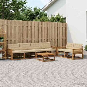 vidaXL Buiten bankenset met kussen 7 pcs Natuurlijk en Beige, Verzenden, Nieuw