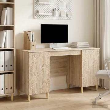 vidaXL Bureau Sonoma Eiken 142,5 x 50 x 75 cm Bewerkt hout, Verzenden, Nieuw
