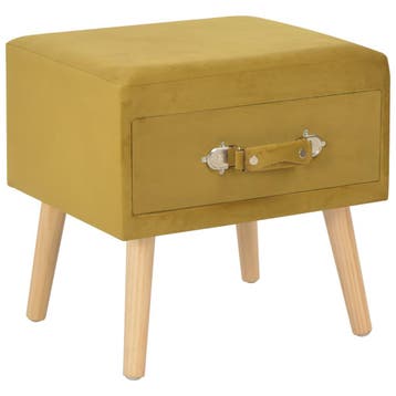 vidaXL Nachtkastje 40x35x40 cm fluweel mosterdkleurig, Overige materialen, Minder dan 45 cm, Verzenden, Nieuw