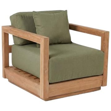 Bazar Bizar Tuinfauteuil Umalas - Groene Alga - Tuinstoel -, Tuin en Terras, Tuinstoelen, Ophalen of Verzenden, Nieuw, Teakhout