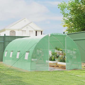 Outsunny Tunnelkas 18m² - 6x3x2m - Groene PE Tunnelkas met R, Verzenden, Nieuw