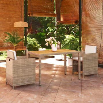 vidaXL 3-delige Tuinset met kussens poly rattan beige, Tuin en Terras, Verzenden, Nieuw, Tuinset