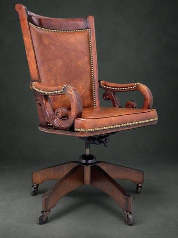Bureaustoel - Leder, Hout, IJzer, Antiek en Kunst