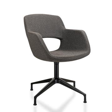 Bouclé - Vergaderstoel - Onderstel met doppen - Antraciet, Vergader- of Presentatieruimte, Ophalen of Verzenden, Gebruikt, Stoel