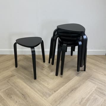 Ikea kruk KYRRE (set van 6 stuks) zwart zithoogte 45 cm, Ophalen of Verzenden, Gebruikt, Hout