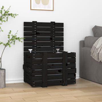 vidaXL Opbergbox 58x40,5x42 cm massief grenenhout zwart, Huis en Inrichting, Verzenden, Nieuw