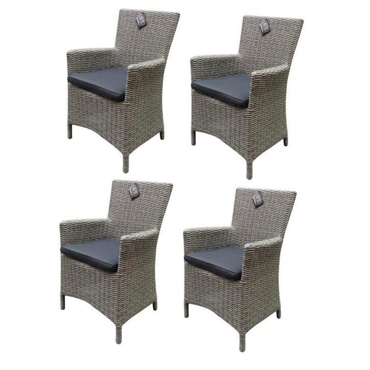Capri dining tuinstoel grijs wicker set van 4, Tuin en Terras, Tuinstoelen, Nieuw, Wicker, Ophalen of Verzenden