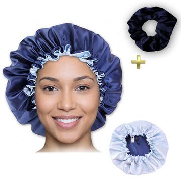 Blauwe Satijnen Slaapmuts / Haar bonnet van Satijn / Satin h, Ophalen of Verzenden, Nieuw