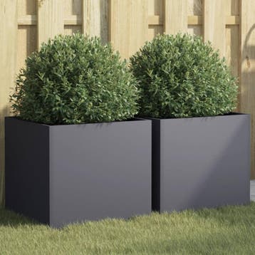 vidaXL Plantenbakken 2 st 42x40x39 cm staal antracietkleurig, Verzenden, Minder dan 60 cm, Nieuw, Metaal