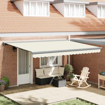 vidaXL Uitschuifbare luifel Crème en Grijs 400 × 300 cm, Verzenden, Nieuw