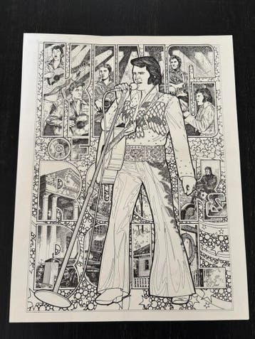 Elvis Presley - Vintage kleurplaat uit 1978, Ophalen of Verzenden, Nieuw, Poster, Artwork of Schilderij