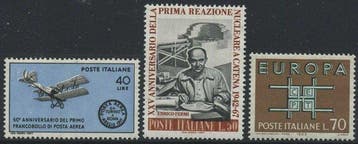 Italiaanse Republiek - Fermi, Europa en PA-postzegel, drie, Gestempeld