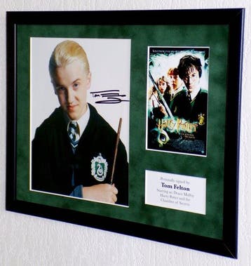 Harry Potter - Tom Felton (Draco Malfoy) Framed, signed +, Nieuw