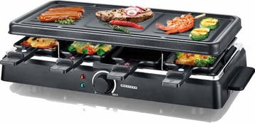 Gourmetstel 8 personen - Raclette - Gourmetplaat - Zwart - M, Verzenden, Zo goed als nieuw