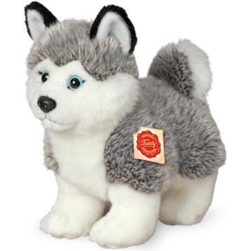 Husky knuffel hond - pluche - grijs/wit - 23 cm, Verzenden, Nieuw