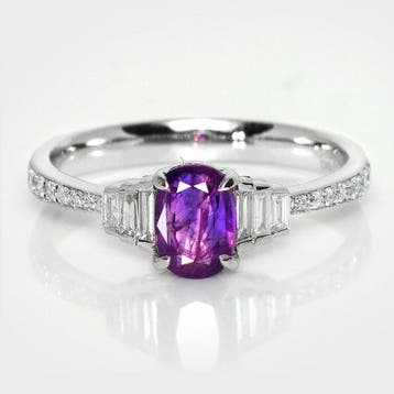 Zonder minimumprijs - Ring - 14 karaat Witgoud, GIA 0,91 ct, Nieuw