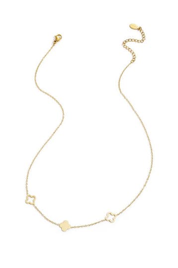 Goudlief Ketting klavertjes goud kleur stainless steel, Verzenden, Nieuw, Zilver, Overige materialen