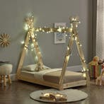 Kinderbed Onejda Tipi grenen met bedbodem 70x140 cm hout, Verzenden, Nieuw