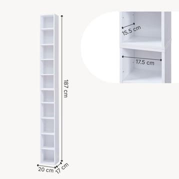 CD rek Tynset met 10 open vakken 187x20x17 cm wit [en.casa], Verzenden, Nieuw