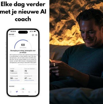 2dekans | Focus® S2 Smart Ring - Goud - Maat 6 - AI Coach -, Sport en Fitness, Hartslagmeters, Ophalen of Verzenden, Zo goed als nieuw