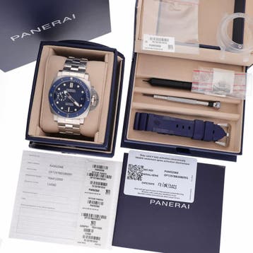 Panerai Luminor Submersible 42mm Automatic PAM02068; Auto..., Ophalen of Verzenden, Zo goed als nieuw, Leer, Overige merken