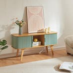 TV meubel Tysvær 120x40x58 cm naturel en blauw [en.casa], Huis en Inrichting, Kasten | Dressoirs, Verzenden, Nieuw