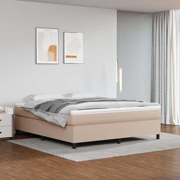 vidaXL Boxspring bed kunstleer cappuccinokleurig 180x200 cm, Huis en Inrichting, Slaapkamer | Bedden, Overige materialen, Eenpersoons