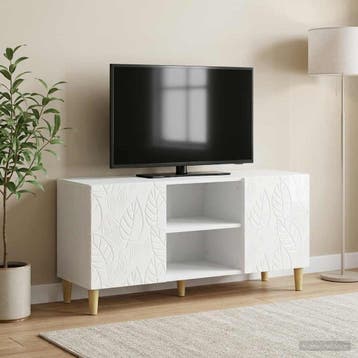 vidaXL TV-kast 102 x 34,5 x 50 cm Hoogglans Wit Bewerkt hout, Huis en Inrichting, Minder dan 50 cm, Verzenden, Nieuw, Minder dan 100 cm