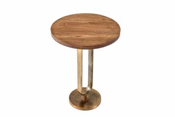 Ronde Bijzettafel ELEGANCE 60cm Messing Mango Hout Metaal, Ophalen of Verzenden, Nieuw