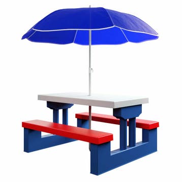 Picknicktafel voor Kinderen Kleurrijk met Parasol Kunststof, Verzenden, Nieuw