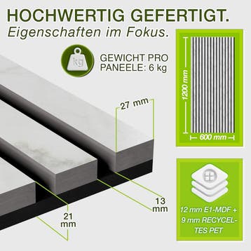 Wandpanelen - Akoestische panelen - Lattenwand - 2 stuks - 1, Verzenden, Zo goed als nieuw