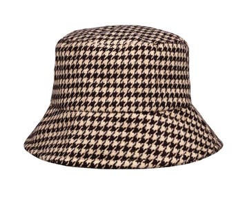 Bucket Hat Hoedje – Ruit Patroon – One Size – Beige Bruin, Nieuw