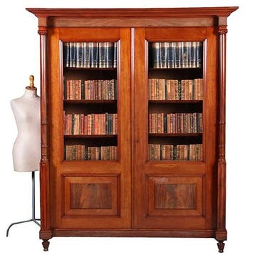 Statige mahonie 2-deurs boekenkast Hollands ca 1870 No450310, Ophalen of Verzenden