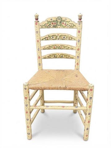 Stoel - Hand-Painted - Hout, Rattan