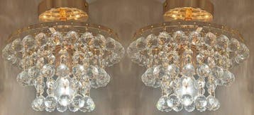Swarovski - Kroonluchter (2) - Kristal, Bladgoud