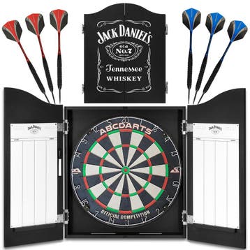 Jack Daniels Dartkabinet Zwart - Incl. Dartbord en Darts, Sport en Fitness, Darts, Ophalen of Verzenden, Nieuw, Dartbord