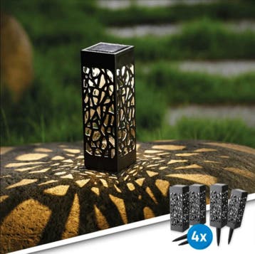 Solar buitenlamp Bogey - Set van 4 - Op zonne-energie, Zonne-energie, Kunststof, Verzenden, Minder dan 50 watt