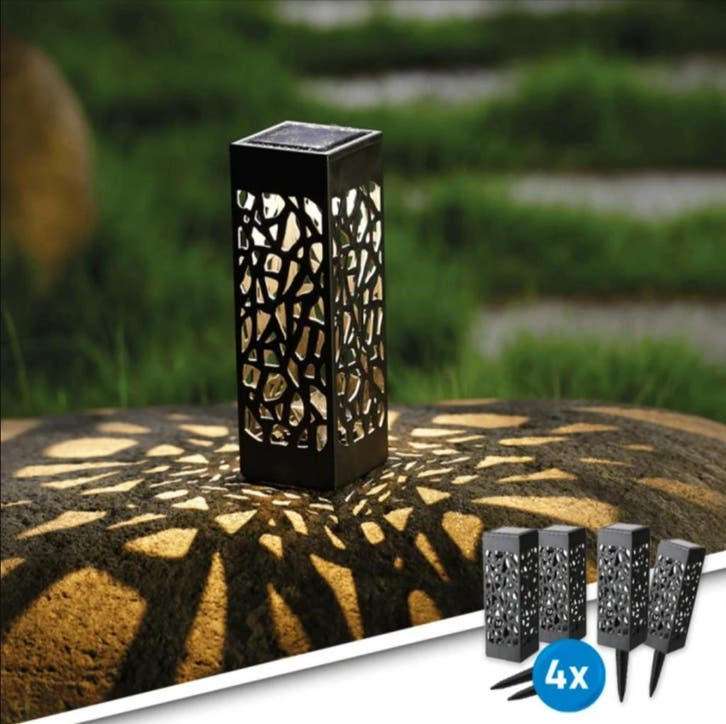 Solar buitenlamp Bogey - Set van 4 - Op zonne-energie, Tuin en Terras, Buitenverlichting, Waterbestendig, Led, Licht-donker-sensor
