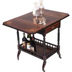 Drankentafel met 2 hangoren en lade rijk en prachtig ingeleg, Ophalen of Verzenden