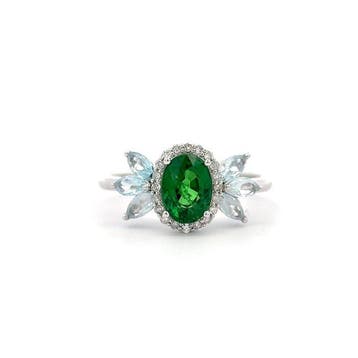 Ring - 14 karaat Witgoud - 1.67ct. tw. Tsavoriet -, Nieuw