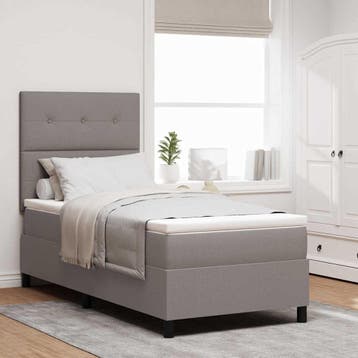 vidaXL Boxspring bed met LED-stripverlichting Taupe 100 x, Verzenden, Nieuw, Eenpersoons, Stof