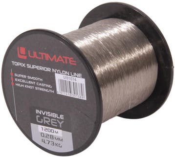 Ultimate Topix nylon invisible grey 1200m 0,28mm 4,73kg, Watersport en Boten, Hengelsport | Algemeen, Verzenden, Nieuw, Overige typen