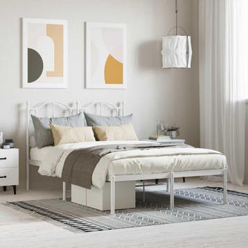 vidaXL Bedframe met hoofdbord metaal wit 120x200 cm, Verzenden, Wit, Nieuw, Twijfelaar