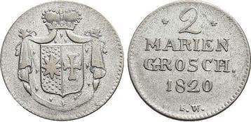 2 Mariengroschen 1820 Fw Waldeck Georg Heinrich 1813-1845, Verzenden
