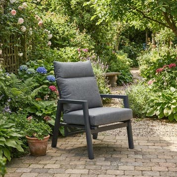 Caribbean verstelbare lounge tuinstoel aluminium dark grey, Tuin en Terras, Ophalen of Verzenden, Nieuw, Aluminium