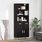 vidaXL buffetkast Zwart Eiken 69,5 x 32,5 x 180 cm Bewerkt, Minder dan 50 cm, Verzenden, Nieuw, Minder dan 100 cm